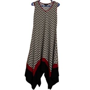 Lux II Women’s Multi Geometric Print w/ Handkerchief Hem Summer Shift Dress Sz-4